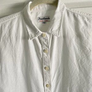 Tradlands White Linen Longsleeve Button Down Shirt